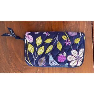 NWOT Vera Bradley Floral Nightingale Zip Around Wallet Purple Pink Green